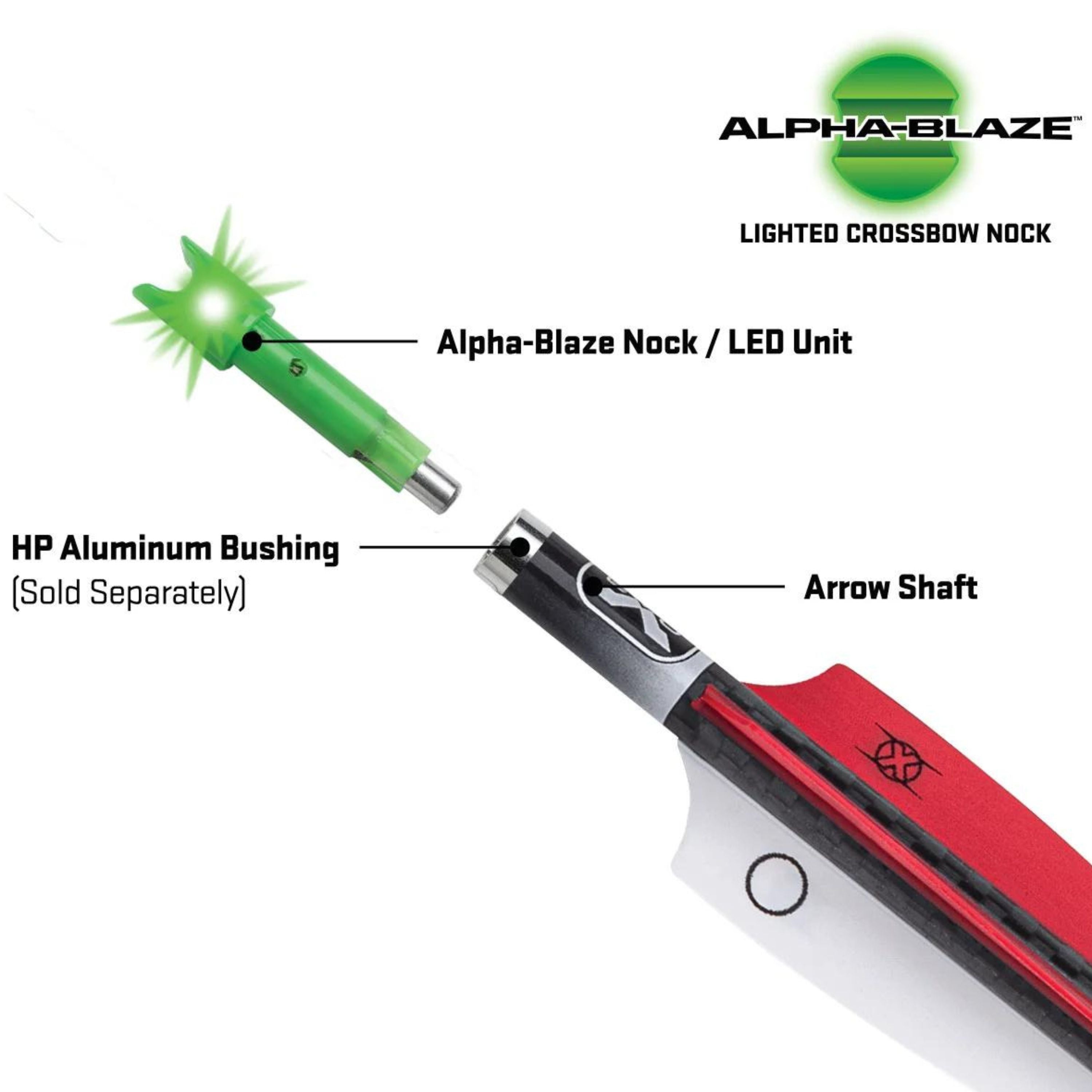 Embout de flèche "Alpha Blaze" avec nock illuminé vert - 3/pqt