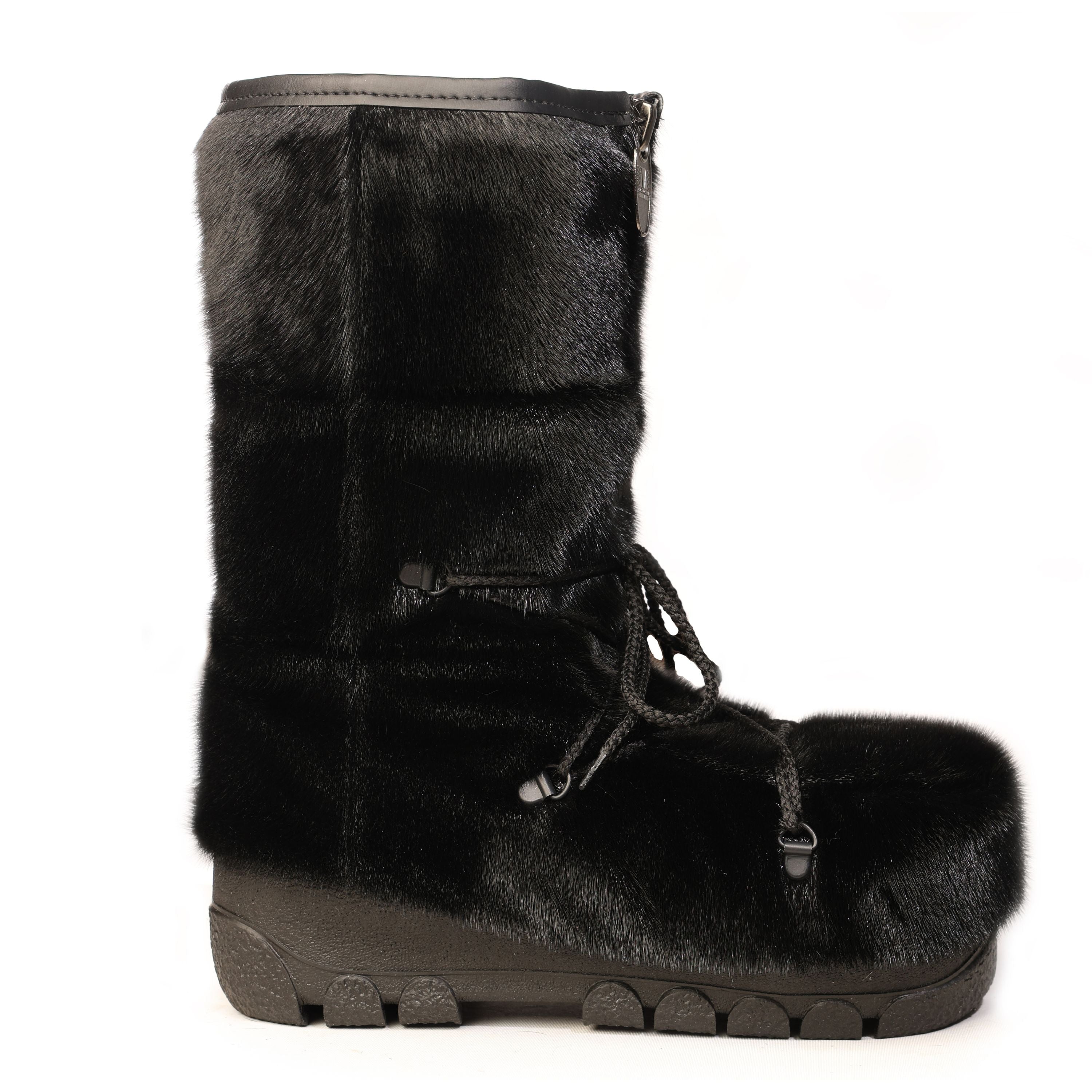 "Checked style" Seal fur boots - Men’s