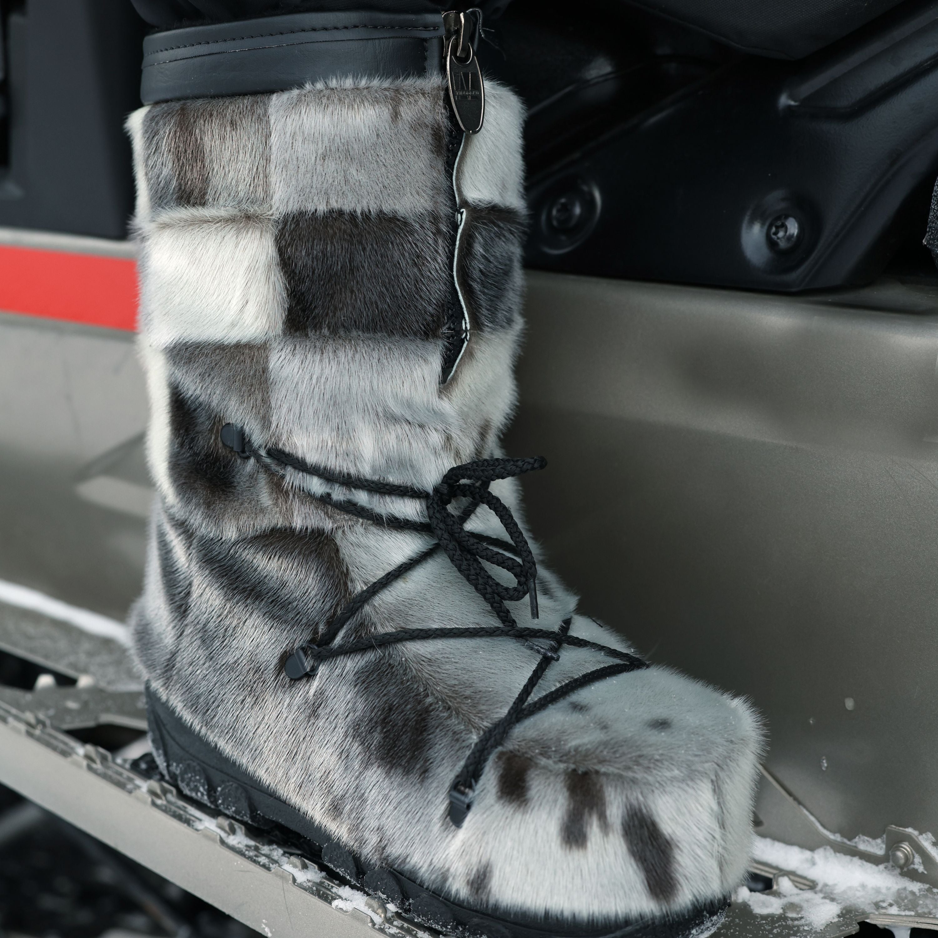 "Checked style" Seal fur boots - Women's