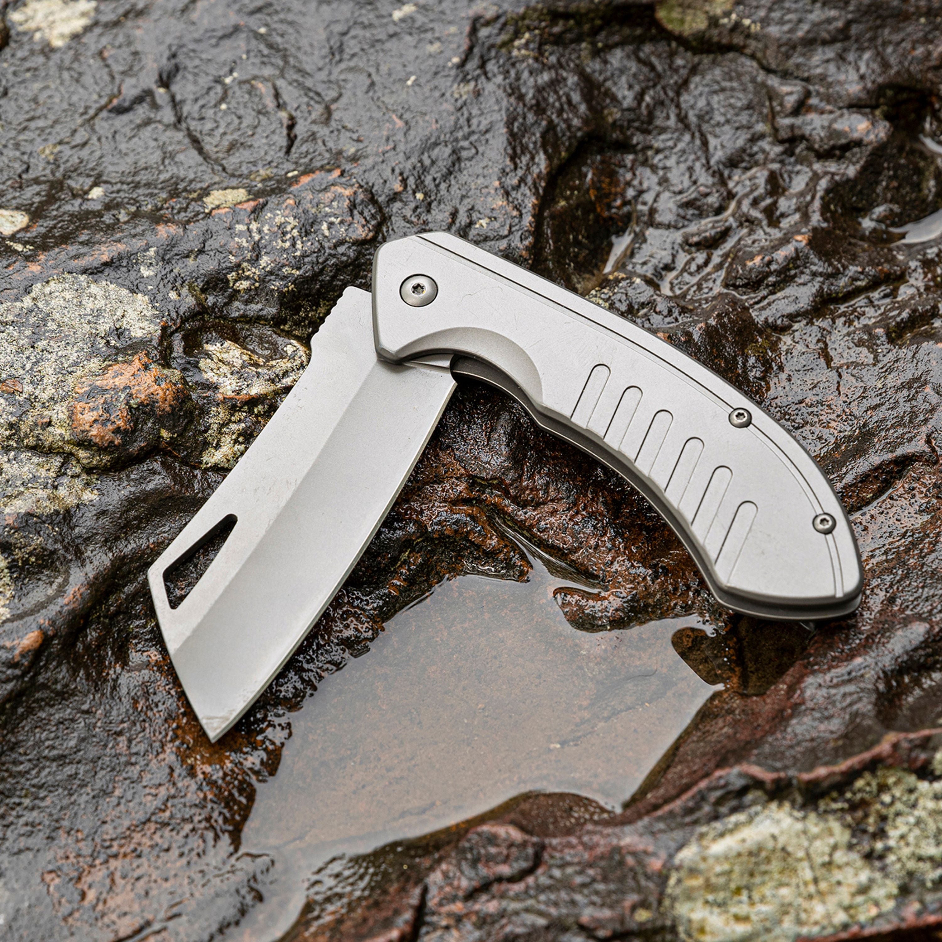 "Titania" cleaver blade folding knife - 3.3 in