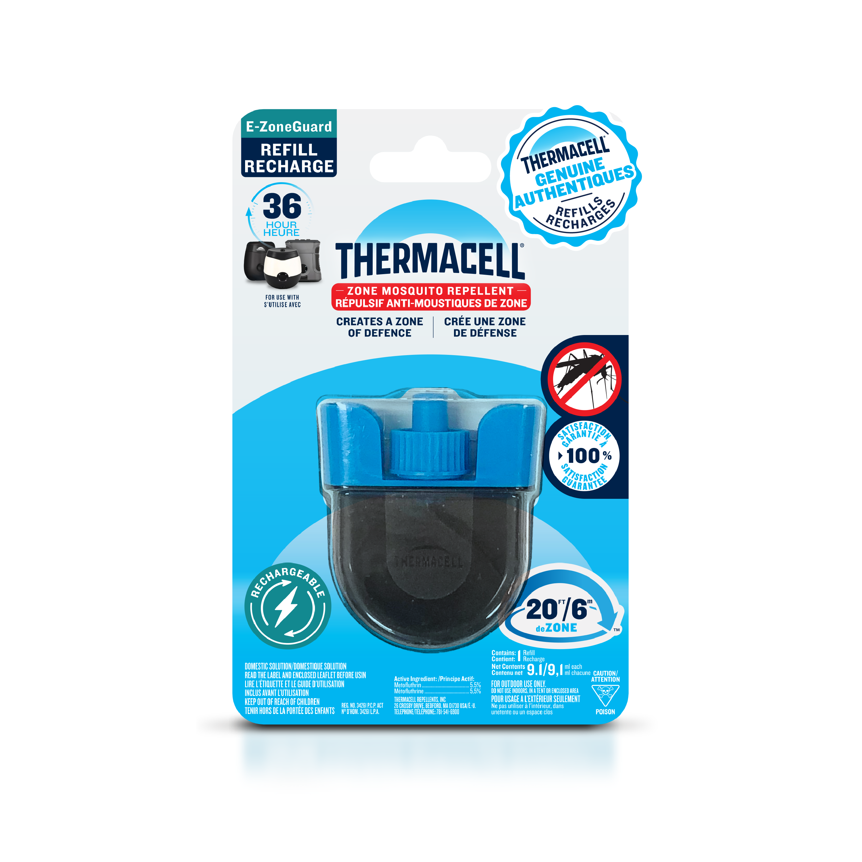 Thermacell E-ZoneGuard Rechargeable Mosquito Repellent Refill 36-Hour Pack