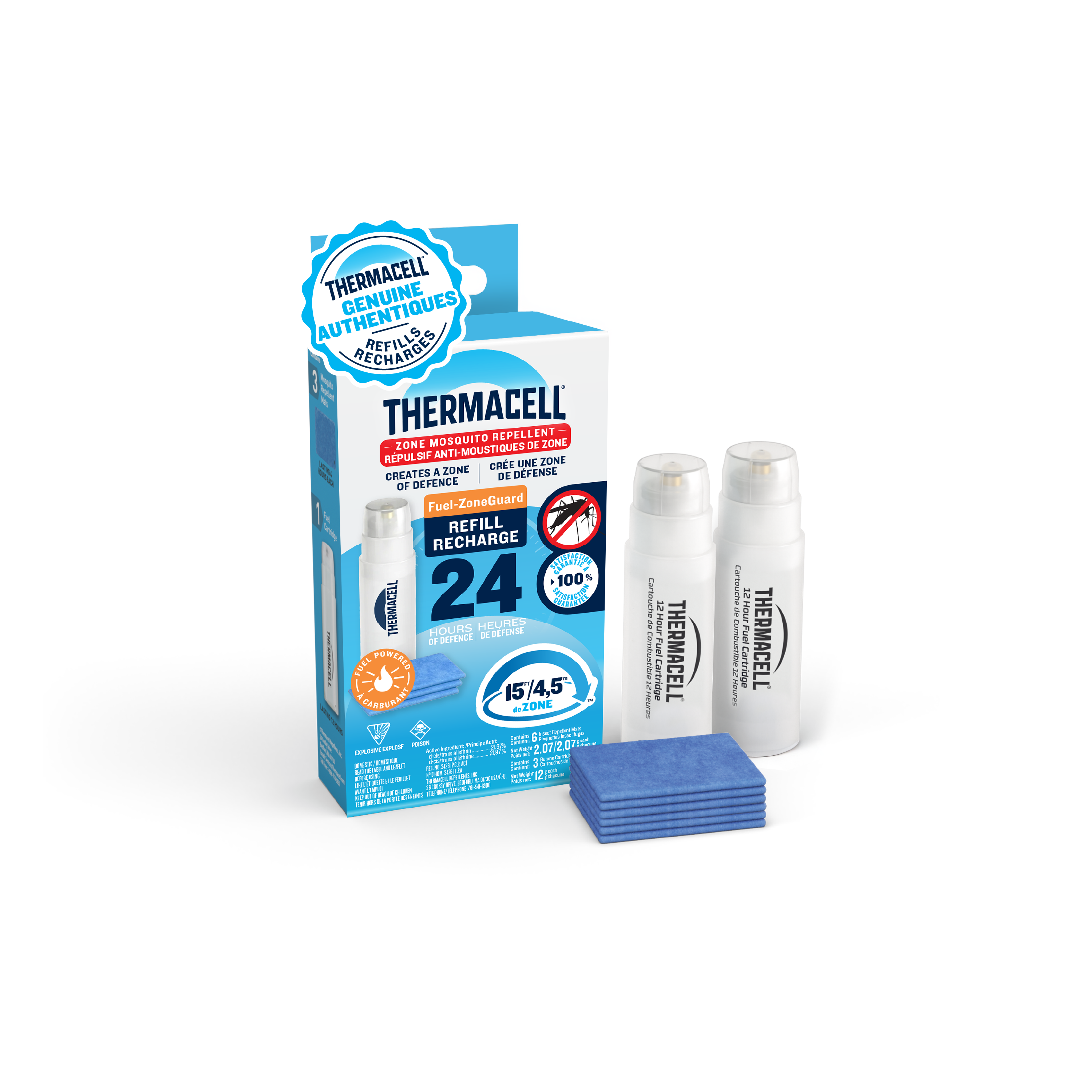 Recharge de répulsif à moustiques Thermacell Fuel‑ZoneGuard à combustible – paquet de 24 heures