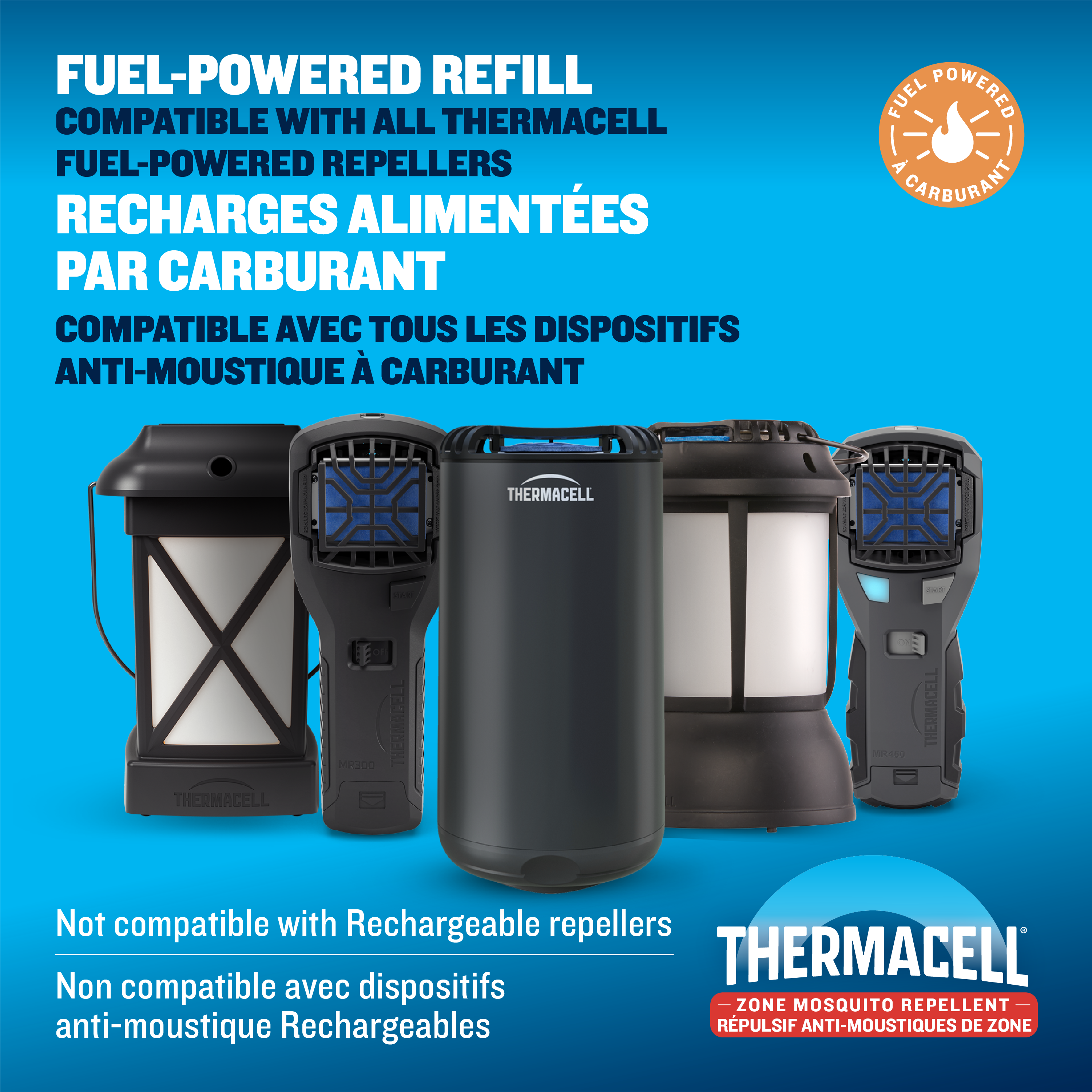 Recharge de combustible butane pour répulsif à moustiques Thermacell Fuel‑ZoneGuard – paquet de 48 heures