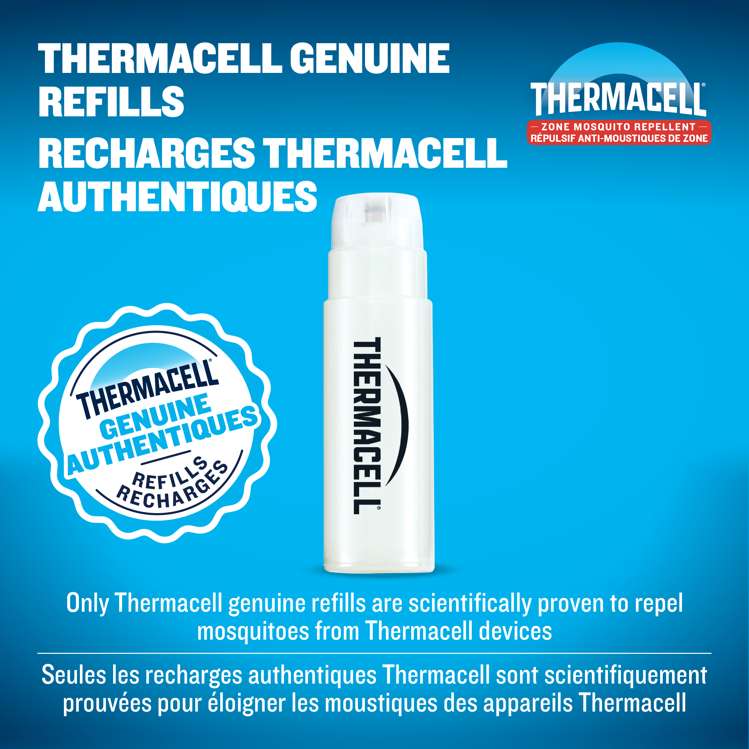 Recharge de combustible butane pour répulsif à moustiques Thermacell Fuel‑ZoneGuard – paquet de 48 heures
