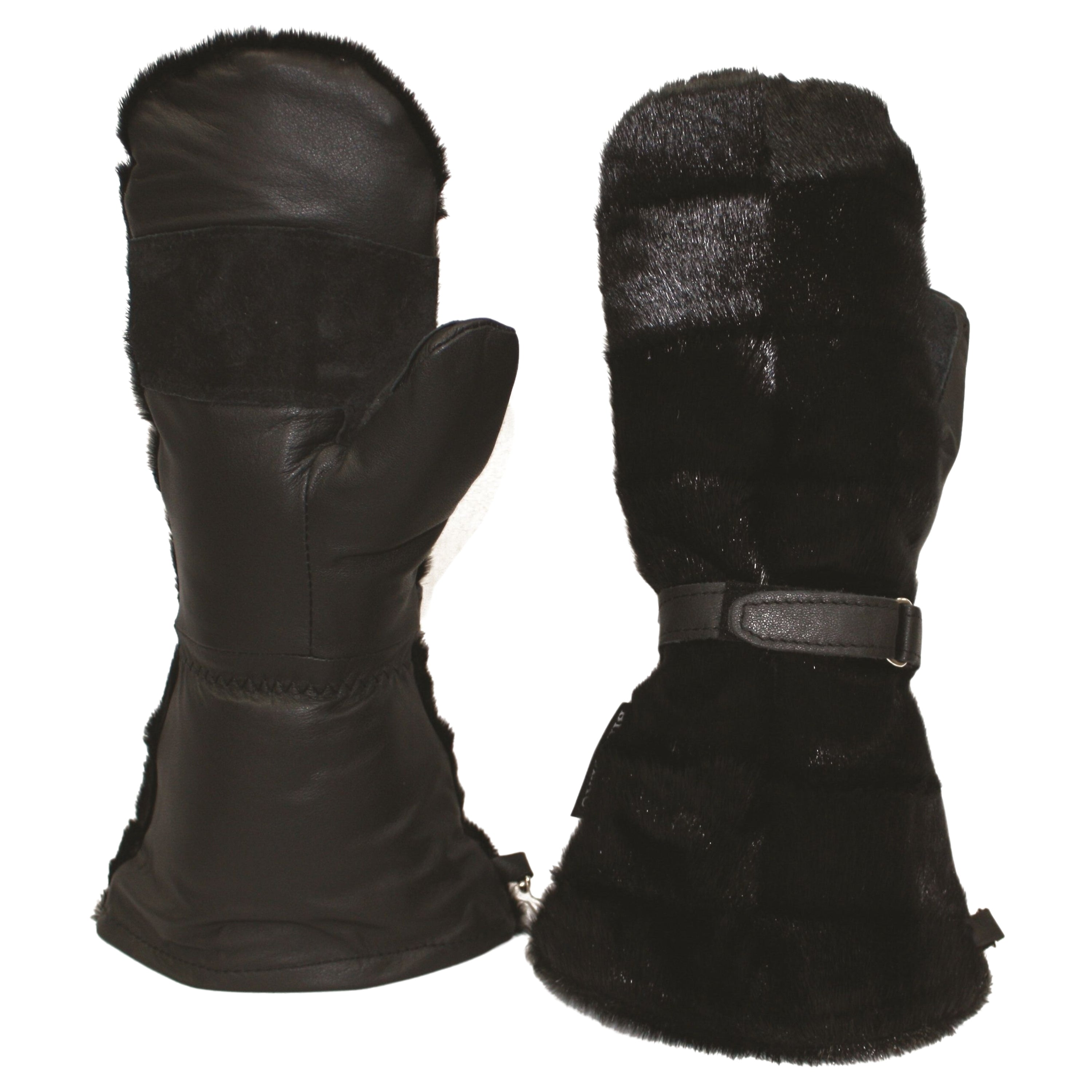 Long seal fur mitts "checkered style" - Unisex