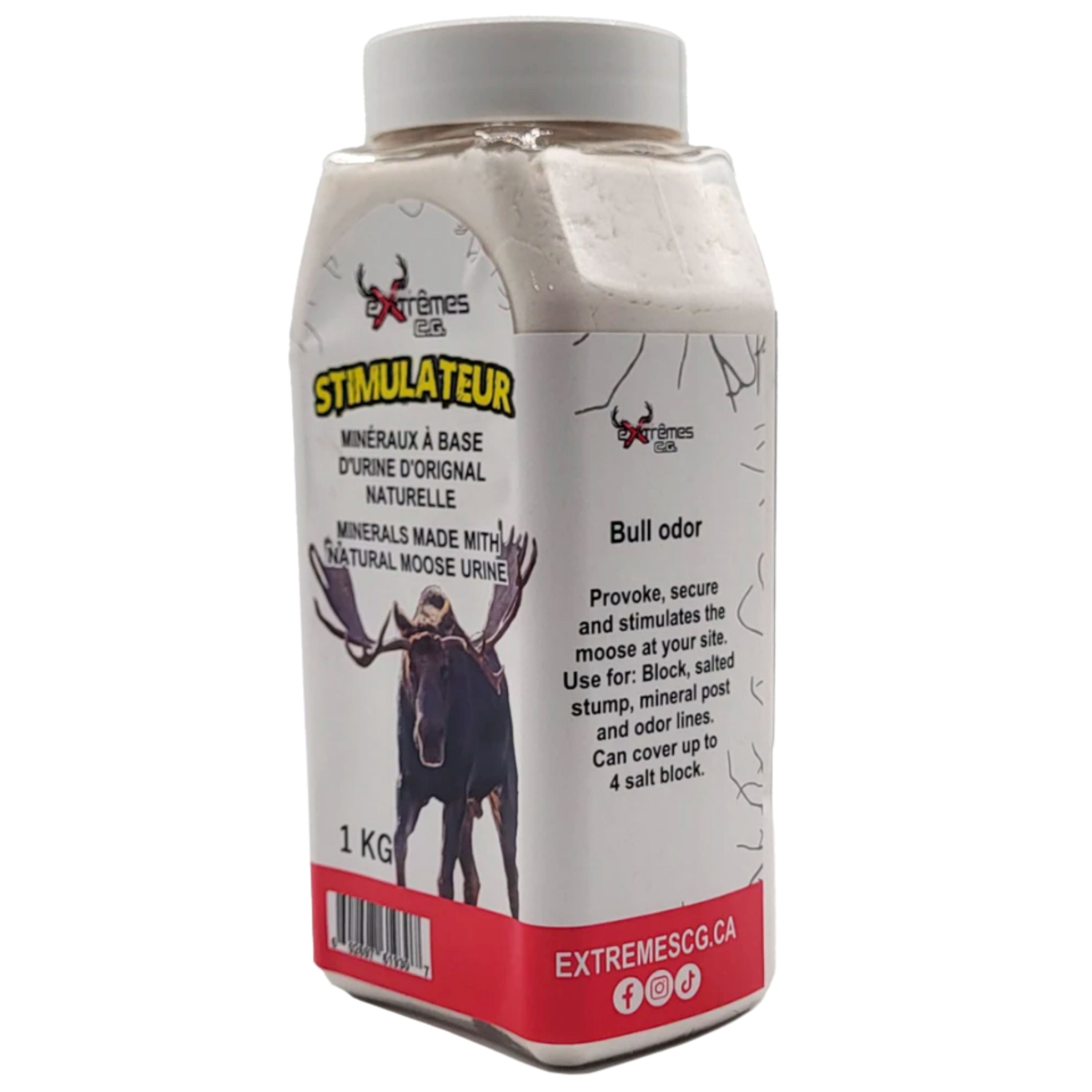 Poudre de minéraux provocative à odeur d’urine de mâle orignal "Stimulateur"