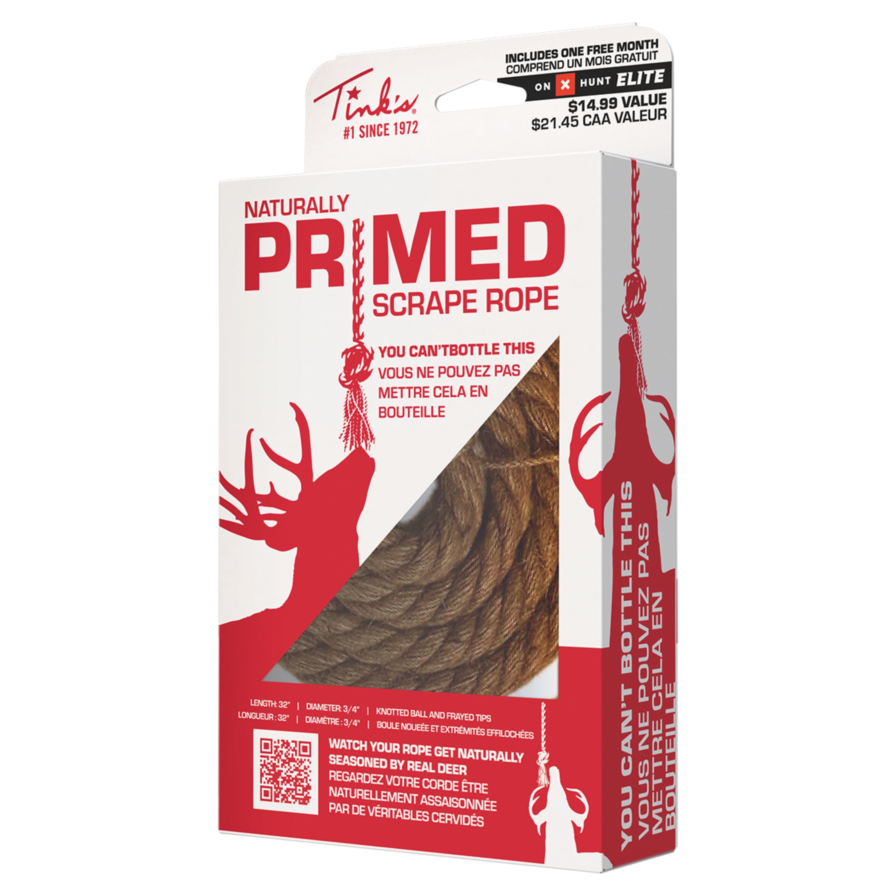 Natural deer scent scrape rope