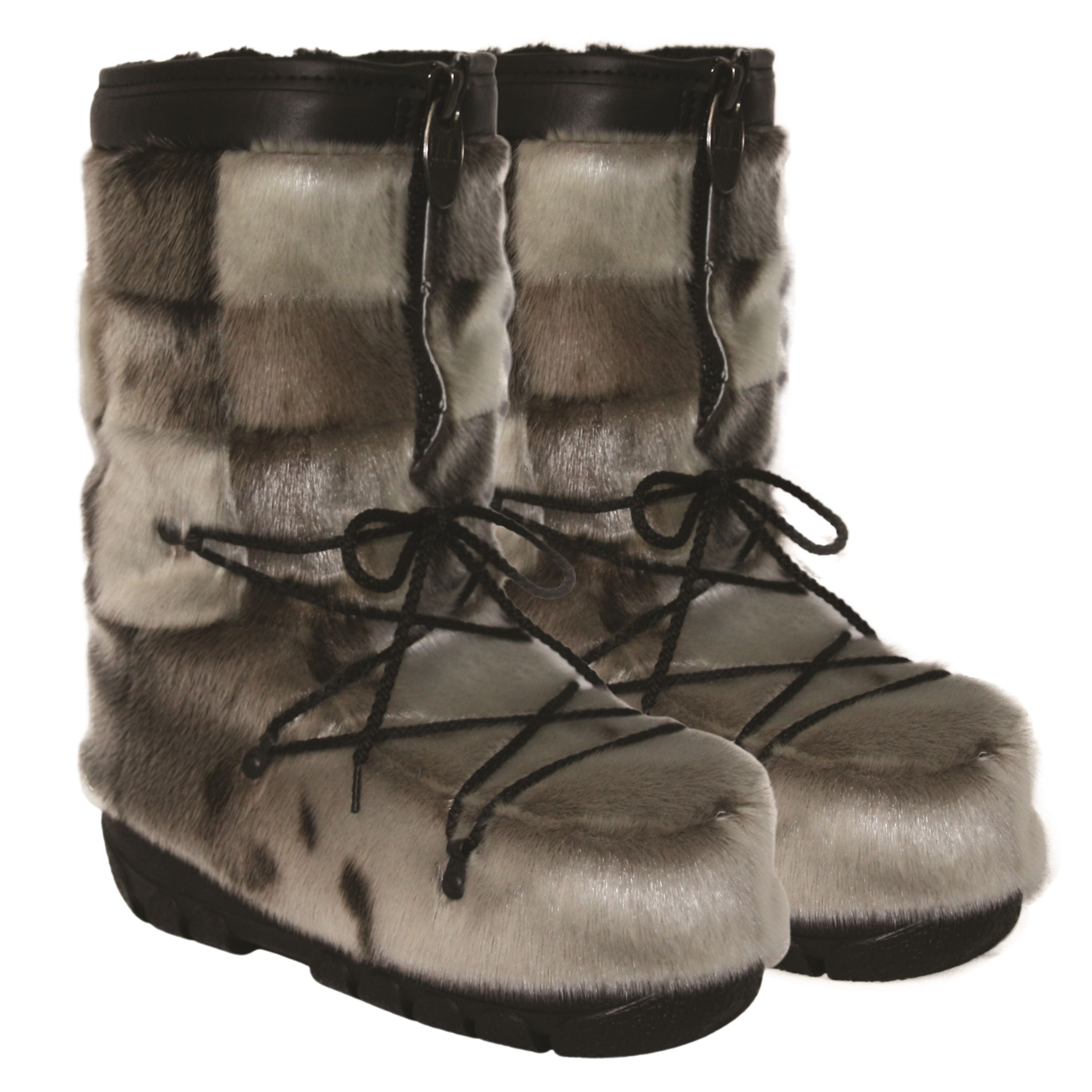 "checked style" Seal fur boots - Men's
