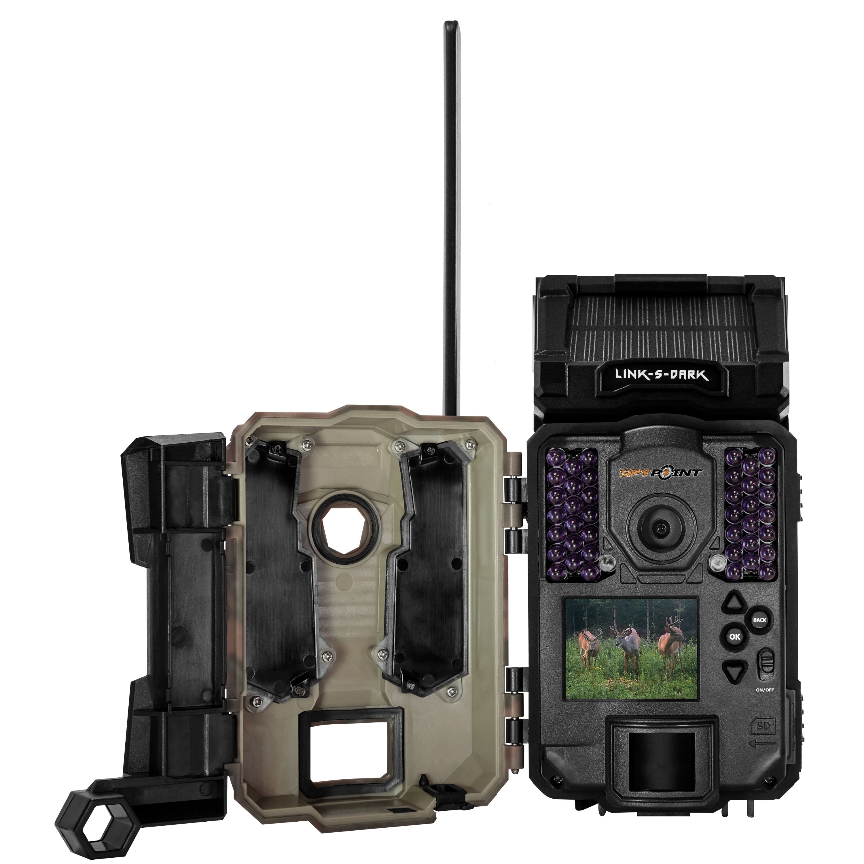 Caméra cellulaire Link-S-dark avec panneau solaire et écran||Link-S-dark cellular trail camera with solar panel and viewing screen