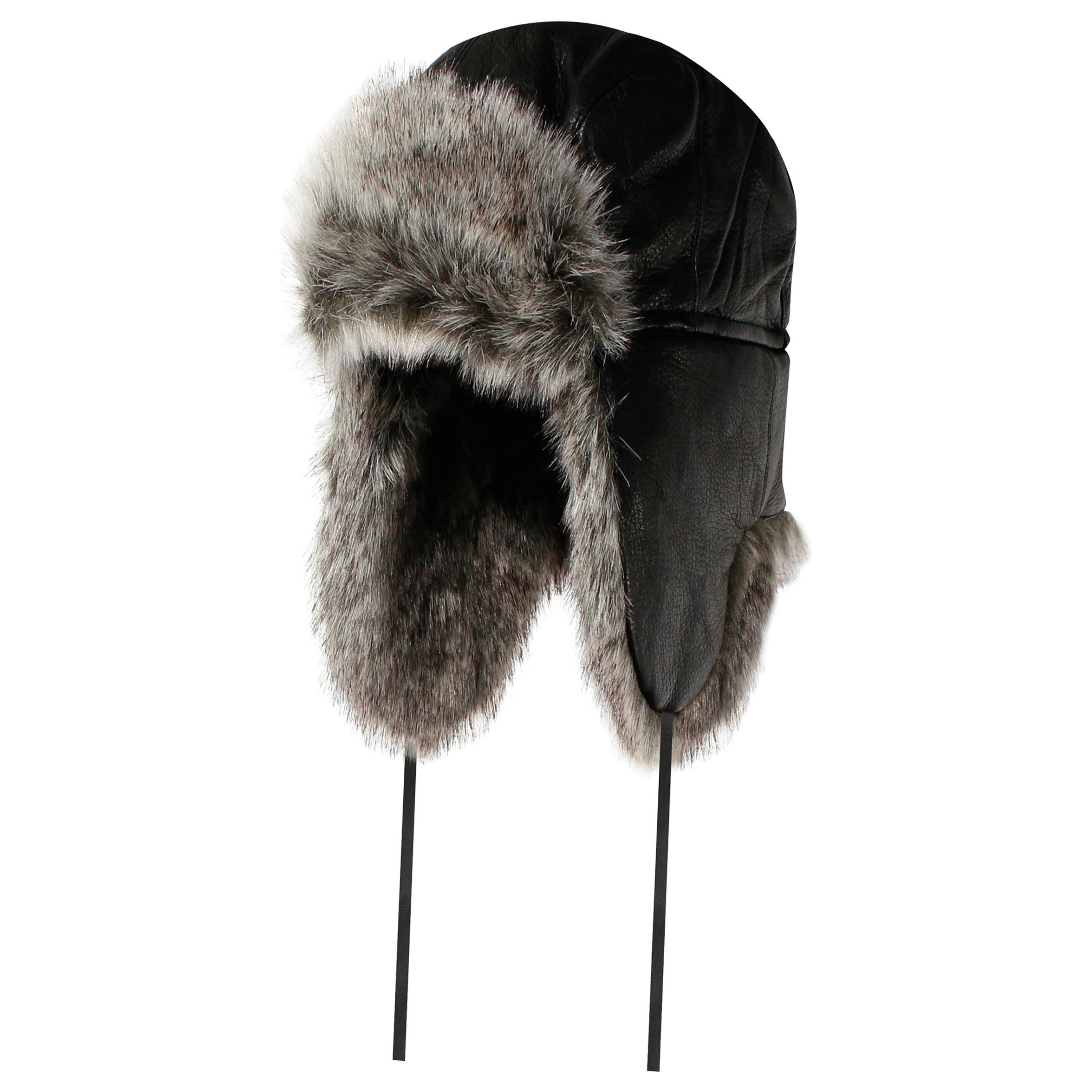 "Chambéry" aviator style hat leather and fur - Unisex